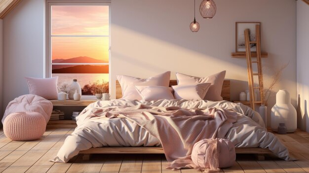 Cozy Bedroom with Sunset View