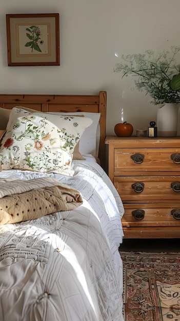 Cozy Bohemian Bedroom with Rustic Decor and Natural Accents