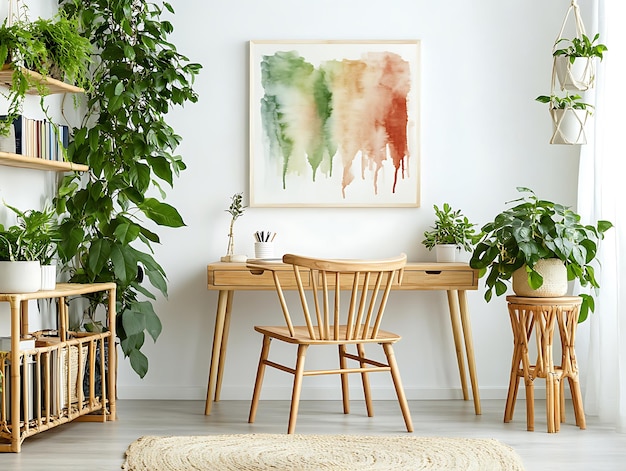 Photo cozy bohemian living room with warm lighting decorative pillows indoor plants and ethnic textiles creating a relaxing and inviting atmosphere in a modern home interior