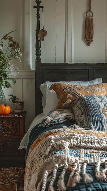 Cozy Boho Coastal Bedroom with Rustic Accents and Layered Textures