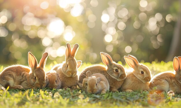 Cozy Burrow with a Group of Bunnies