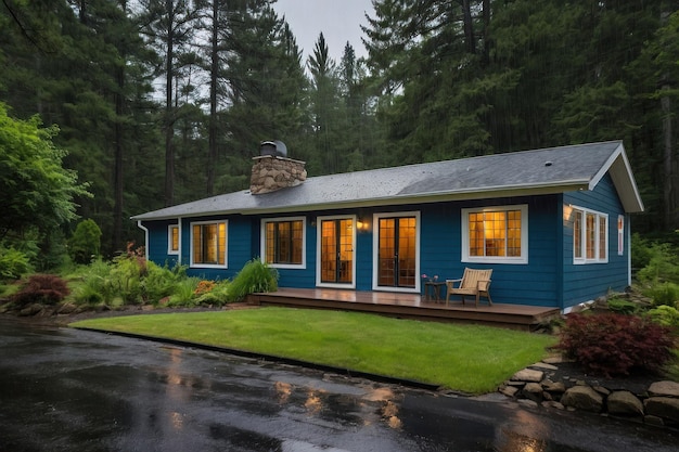 Cozy Cabin in Misty Forest