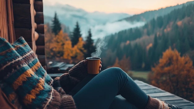 Photo cozy cabin view