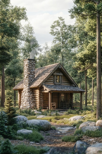 Photo cozy cabin in the woods