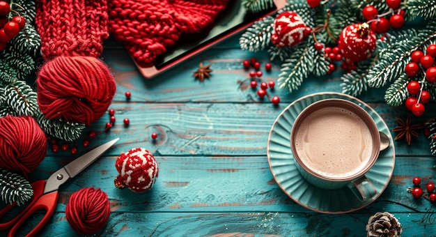 Cozy Christmas Knitting Scene