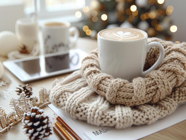 Cozy Coffee Break with Christmas Decorations