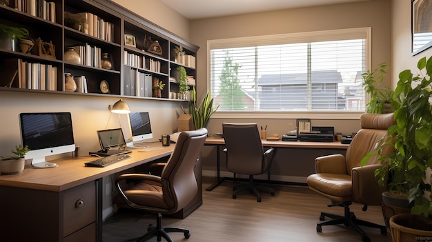 Cozy and comfortable accounting office featuring productivity tools