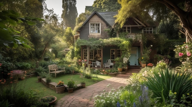 A Cozy Cottage Surrounded by a Beautiful Sprawling Garden