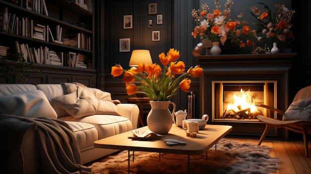 cozy fire place HD wallpaper photographic image