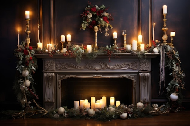 Cozy fireplace with glowing embers and burning logs