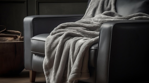 Cozy fleece throw blanket in soft gray AI generated