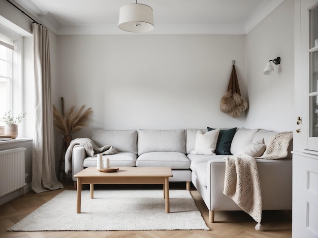 Cozy and Functional Scandinavian Style Living Room