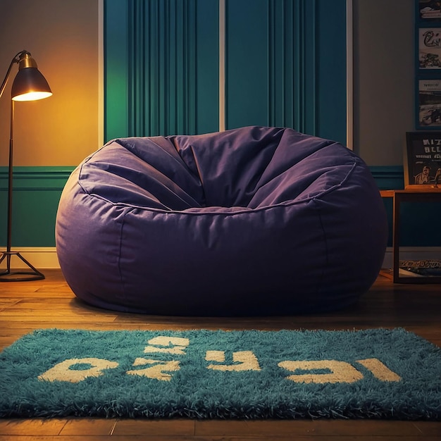 Cozy gamer room giant bean bag chair