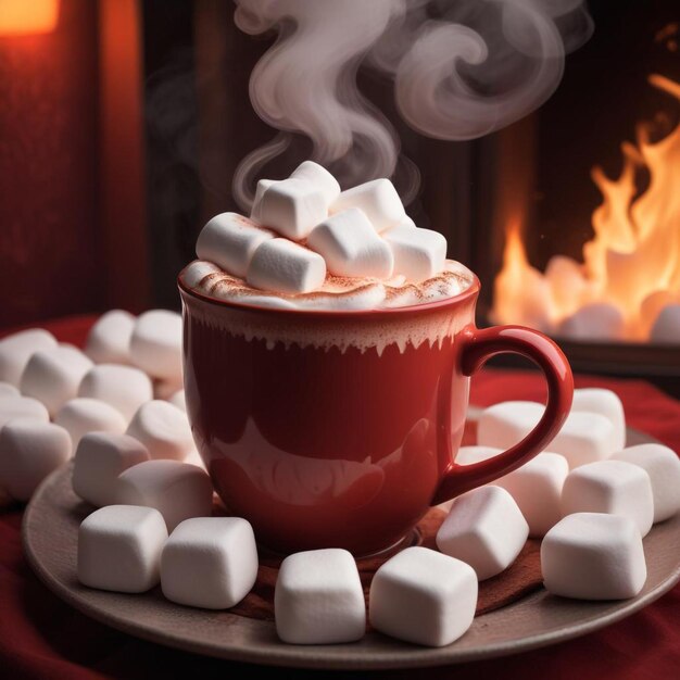 Cozy Hot Cocoa with Marshmallows in a Warm Comforting Setting Perfect for Winter Relaxation