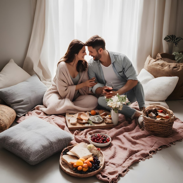 Cozy Indoor Picnic Valentines Day