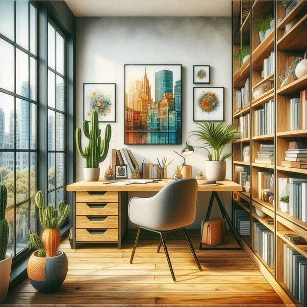 Photo cozy inviting home office