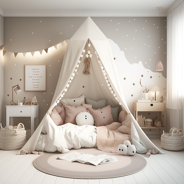 Cozy kids room interior Ai generative