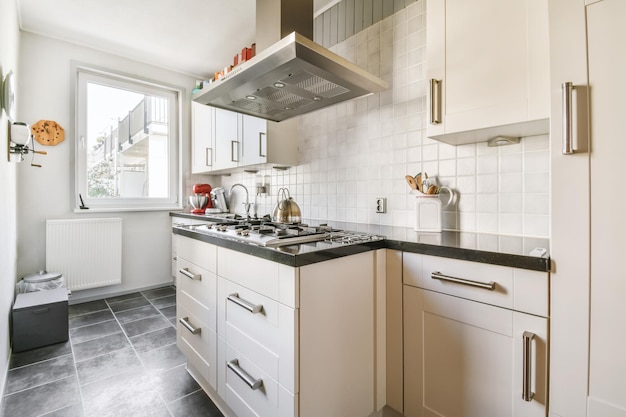 Cozy kitchen with modern gas stove