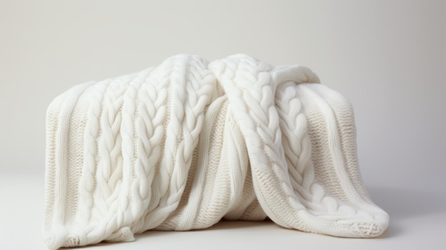 Photo cozy knit blanket in neutral color white background