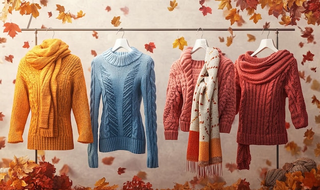 Photo cozy knitwear collection a stylish display of autumn knitwear