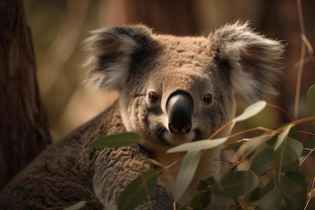 Cozy Koala in Leafy Paradise AI Generated