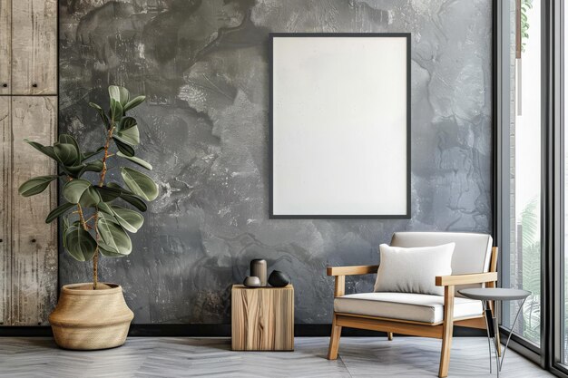 A cozy living room adorned with a chair and a vibrant plant creating a tranquil and inviting atmosphere