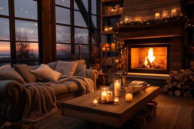 Cozy living room with a decorated tree and wrapped gifts