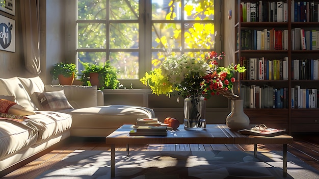 Cozy living room with natural light and comfortable sofa perfect for relaxation and comfort