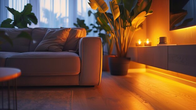 Photo cozy living room with warm lighting