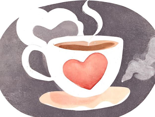 a cozy logo with a coffee cup and steam that forms a heart symbolizing love for coffee