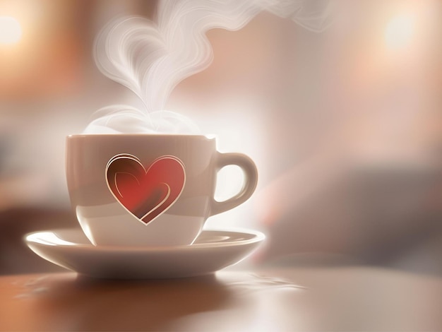 a cozy logo with a coffee cup and steam that forms a heart symbolizing love for coffee