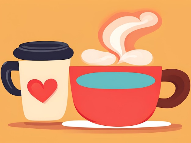 a cozy logo with a coffee cup and steam that forms a heart symbolizing love for coffee