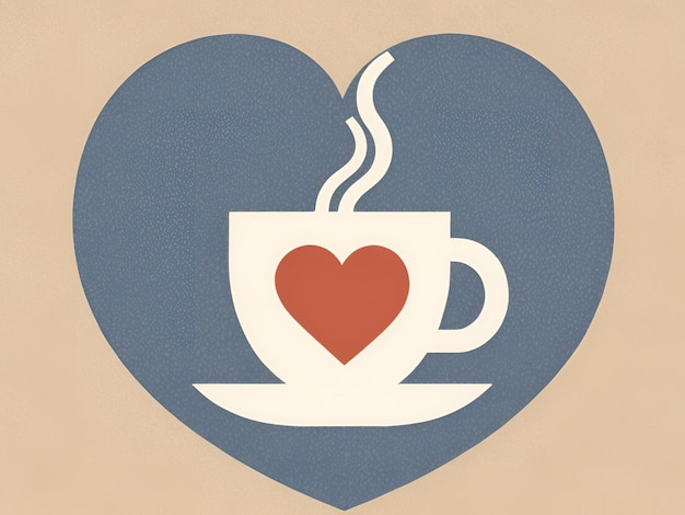 a cozy logo with a coffee cup and steam that forms a heart symbolizing love for coffee