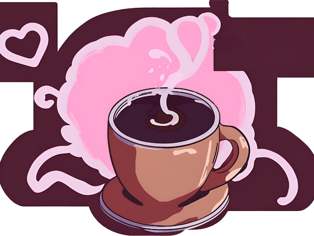 a cozy logo with a coffee cup and steam that forms a heart symbolizing love for coffee