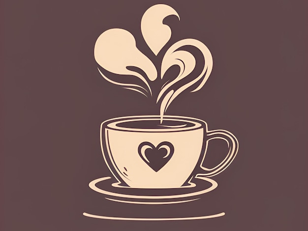 a cozy logo with a coffee cup and steam that forms a heart symbolizing love for coffee