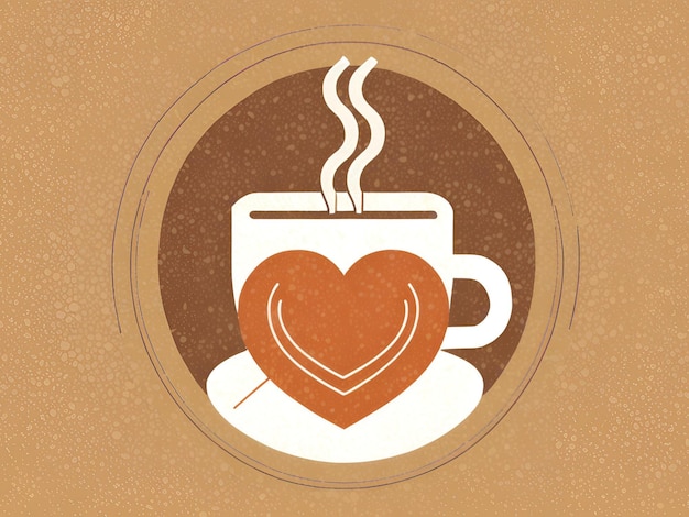 a cozy logo with a coffee cup and steam that forms a heart symbolizing love for coffee