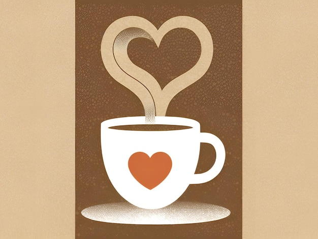 a cozy logo with a coffee cup and steam that forms a heart symbolizing love for coffee