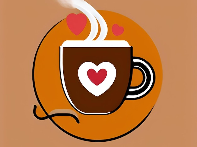 a cozy logo with a coffee cup and steam that forms a heart symbolizing love for coffee