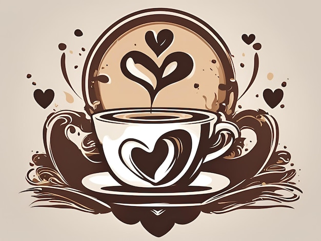 a cozy logo with a coffee cup and steam that forms a heart symbolizing love for coffee