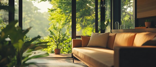 Photo cozy minimalist tiny home against scenic backdrop