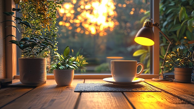 Cozy Minimalist Workspace Soft Light Coffee and Focused Vibe for Freelancers