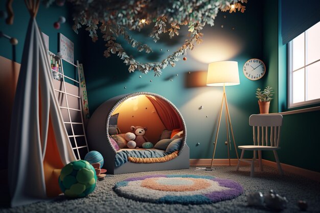 Cozy and modern beautiful room for little kids and teenagers living Children39s room modern design creative layout toys and study attributes Cribs bright window child baby Interior