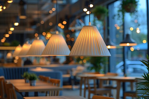 Photo cozy modern cafe interior with warm lighting for relaxation ideal for design print card poster