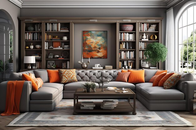 Cozy And Modern Living Space Interior Design 3D Rendering