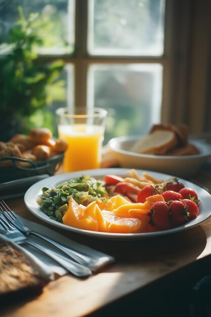 Photo cozy morning healthy breakfast