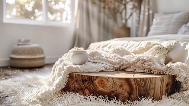 Cozy Morning Setup Comfortable Bedding and a Warm Cup Inviting a Relaxing Start to the Day