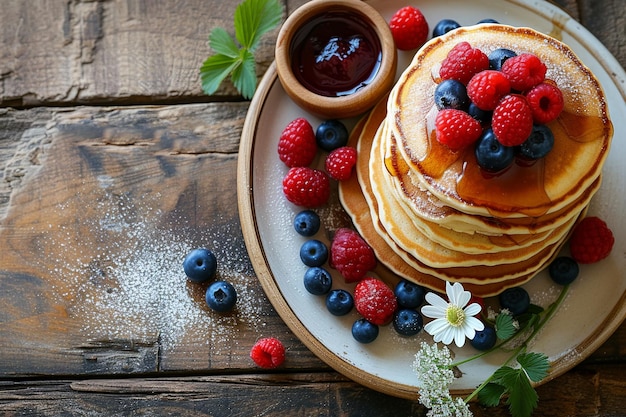 Cozy Mothers Day Breakfast on Wooden Table