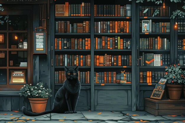 A cozy mystery bookstore run by a clever cat detective for a mystery novel series