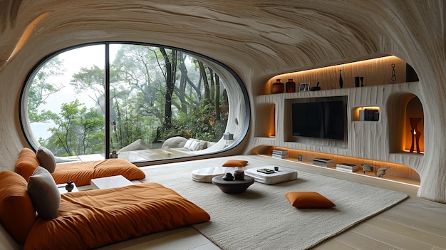 A cozy place to sleep Minimalist luxury room in a cave