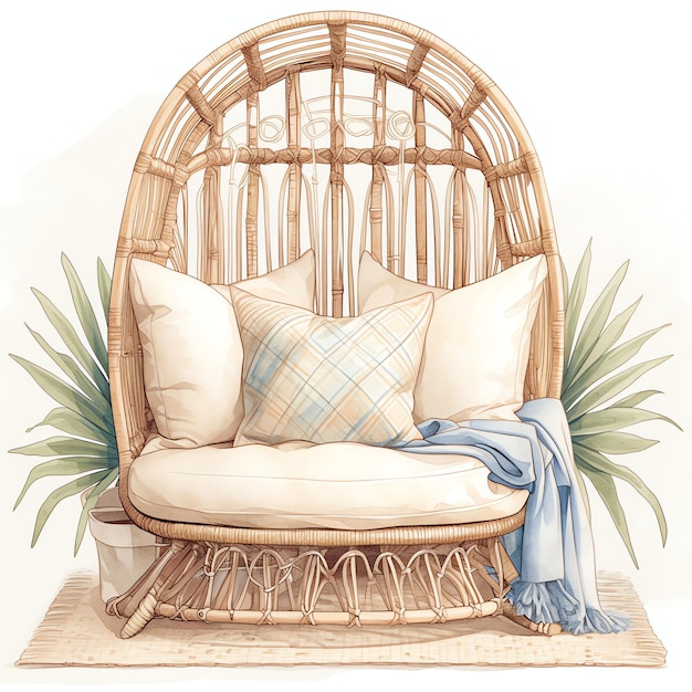 cozy porch chair watercolor cozy